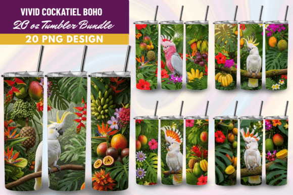 Download Vivid Cockatiel Boho Tumbler Wrap Bundle - Premium Resources