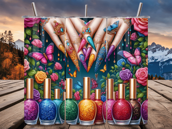 Download Vibrant Nail Polish Boho Tumbler Wrap - Premium Resources