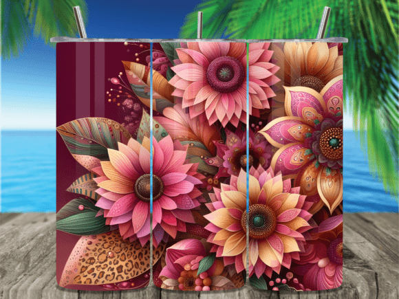 Download Leopard Pink Floral Boho Tumbler Wrap - Premium Bundle