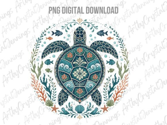 Download Ornate Boho Ocean Turtle Animal PNG - Ocean turtle Collection