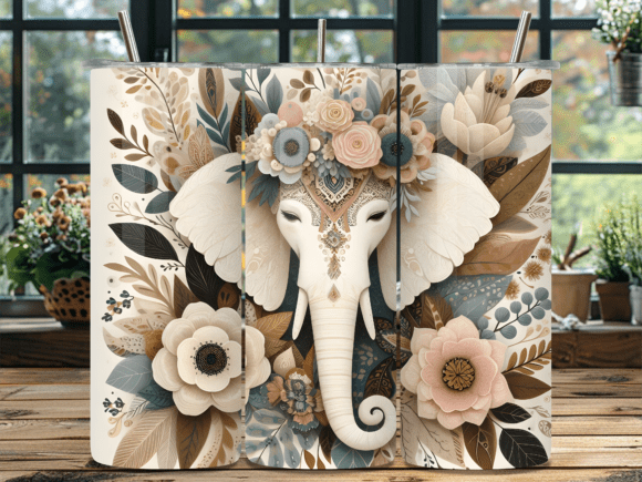 Download Floral Elephant Boho Tumbler Wrap - Premium Resources