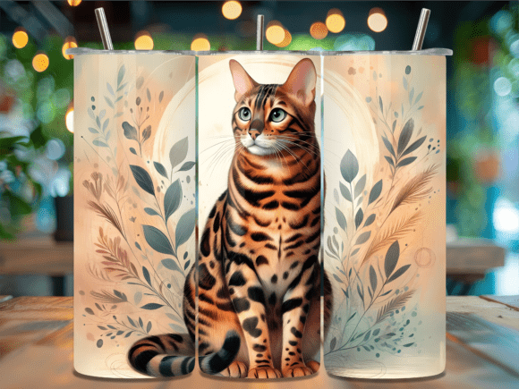 Download Floral Bengal Cat Boho Tumbler Wrap - Boho tumbler Collection